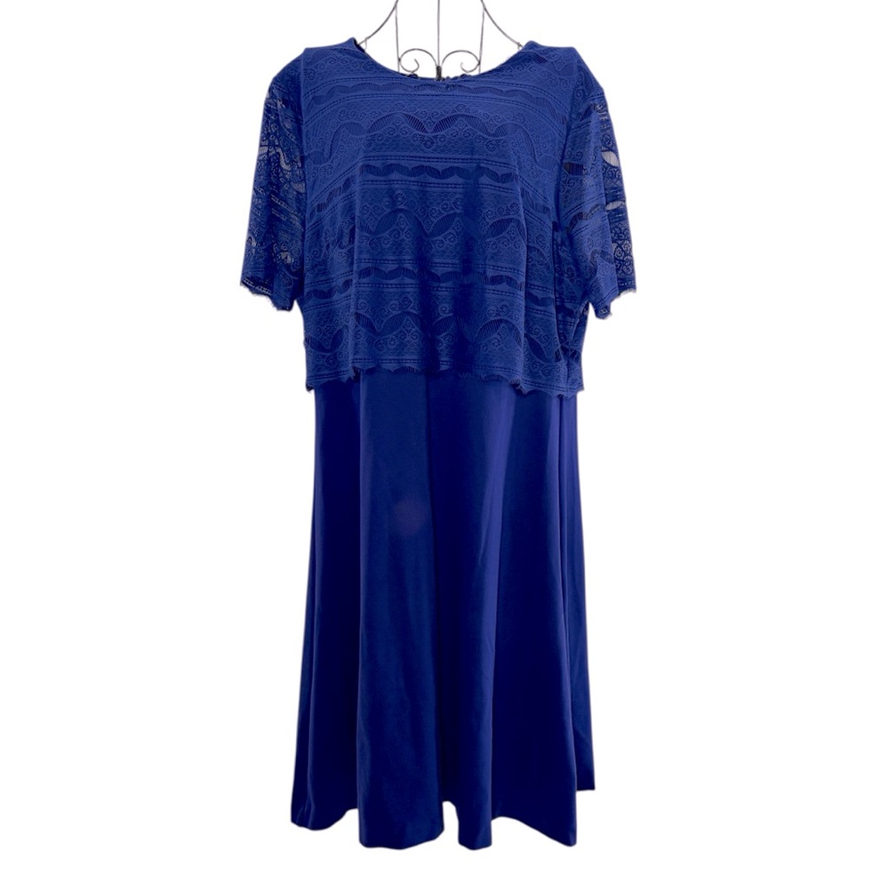NEW Escada Ebekka Bluebell Lace Top Midi Soft Knit Feminine Dress, Size 46 (XL)